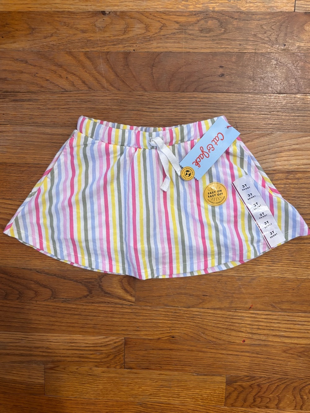Cat & Jack Striped Pastel Skort - Pink,β Yellow, Blue, Green
